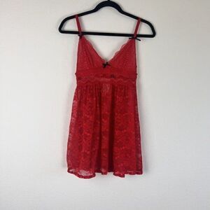 Carrie Amber Women's Intimates Red Laced Cami Slip Sweetheart Dress Size Medium